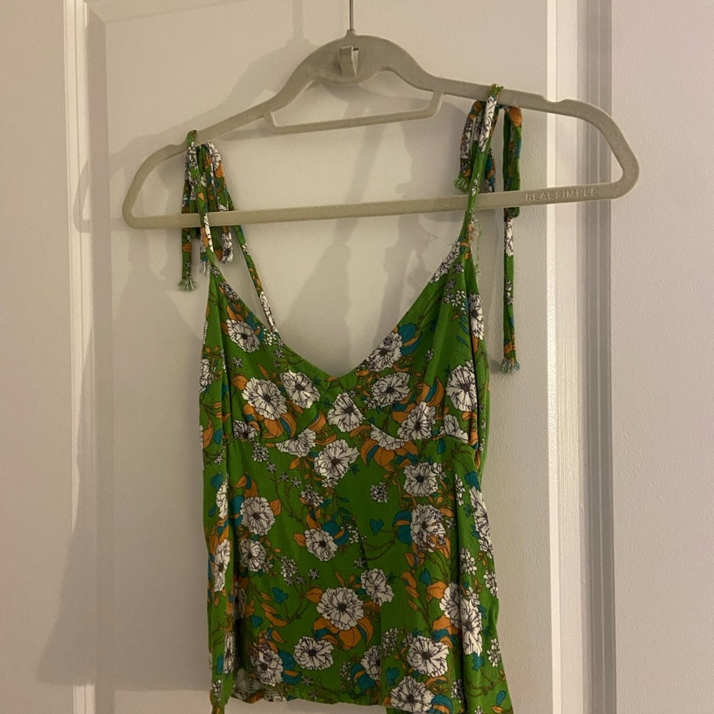 Green tank top with bow tie straps. From Nectar.